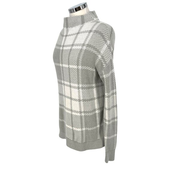 Soft Surrounding Plaid Mock Neck Sweater Gray White Size XS - Picture 4 of 9